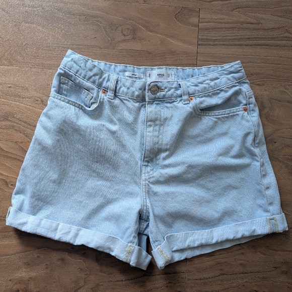 Mango Light Blue Mom Jean Shorts - Picture 1 of 5